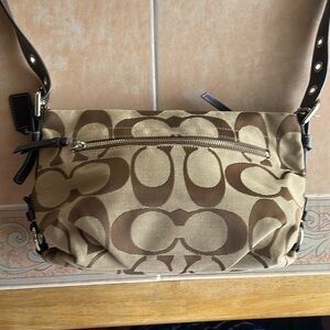 Brown/Tan Signature Coach Shoulder Bag
